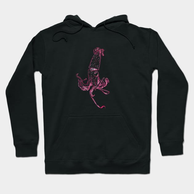 Giant Pink Squid Hoodie by Katherine Montalto